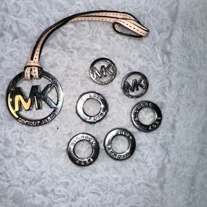 Michael Kors Silver Logo Keychain/bag parts Set